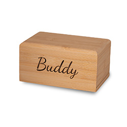 <b>Slide Bottom Bamboo Urn</b> <br> <i> Eco-friendly bamboo (engraveable, name only)</i>